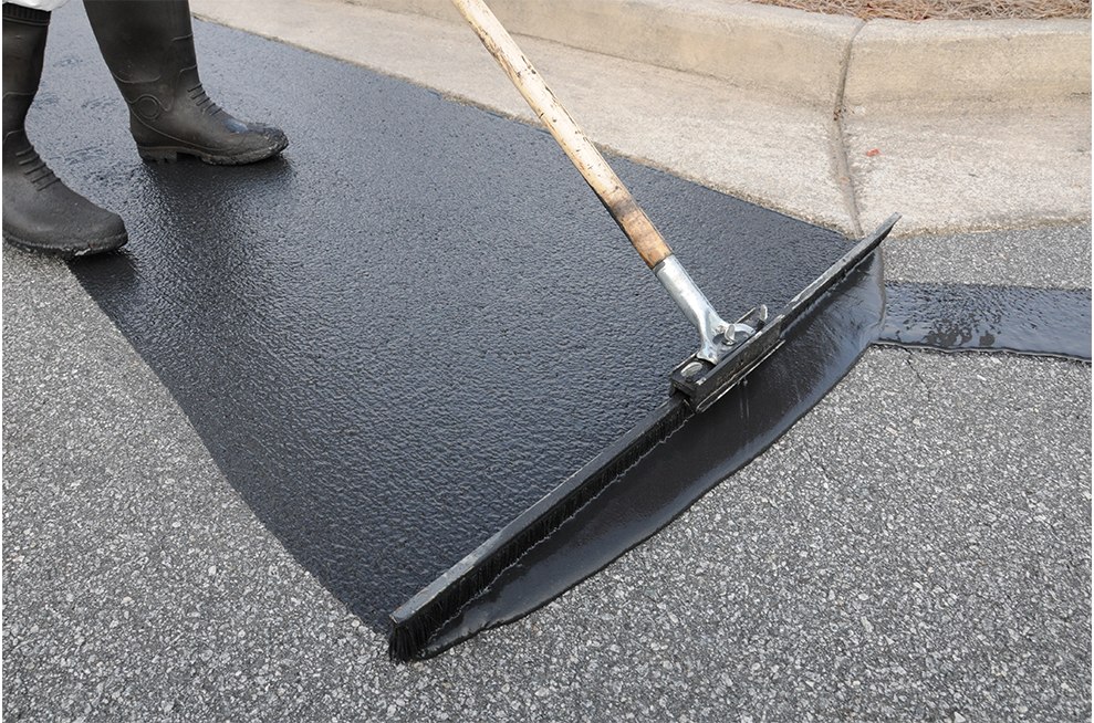 Freshly sealed residential driveway